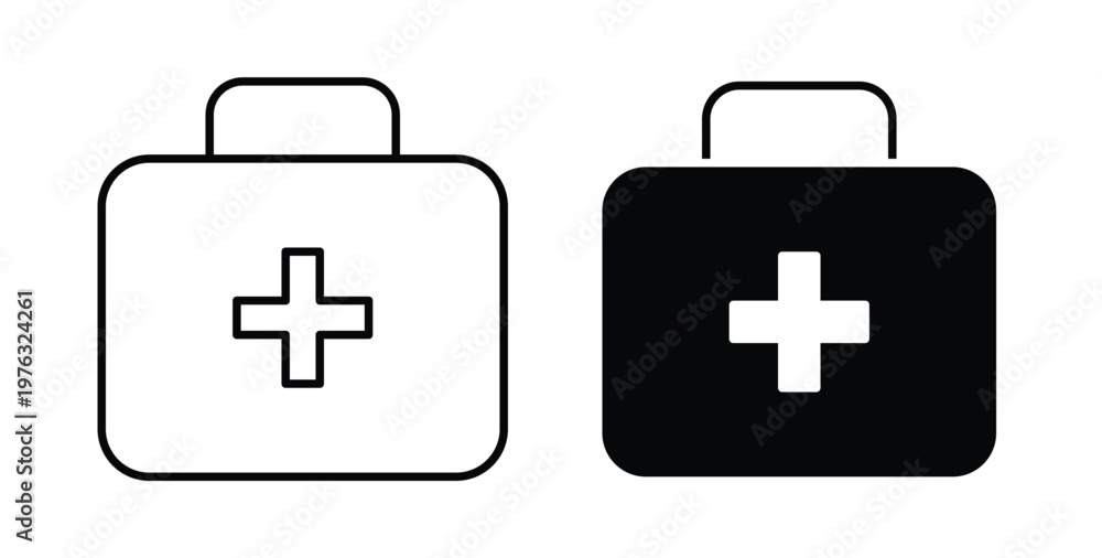 Obraz premium First aid kit icon vector illustration logo design in clipart and strokes