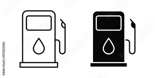 Gas station icon vector illustration logo design in clipart and strokes