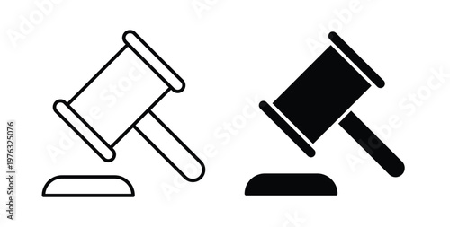 Gavel icon vector illustration logo design in clipart and strokes