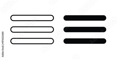 Hamburger menu icon vector illustration logo design in clipart and strokes