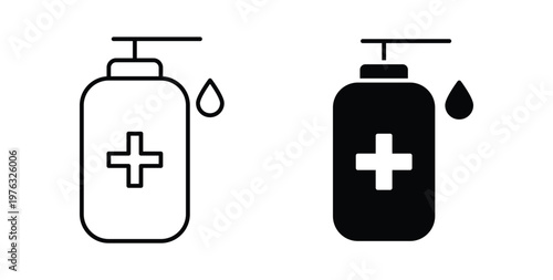 Hand sanitizer icon vector illustration logo design in clipart and strokes