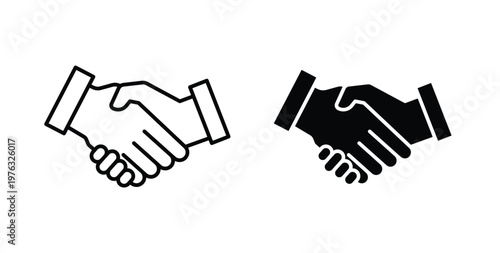 Handshake icon vector illustration logo design in clipart and strokes
