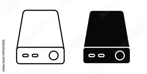 Hard drive icon vector illustration logo design in clipart and strokes