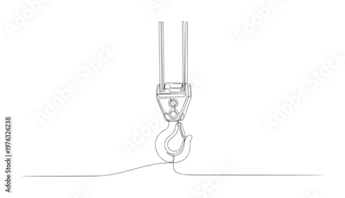 Single line of a heavy duty crane hook and rigging industrial