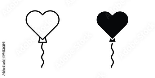 Heart balloon icon vector illustration logo design in clipart and strokes