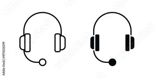 Headset icon vector illustration logo design in clipart and strokes