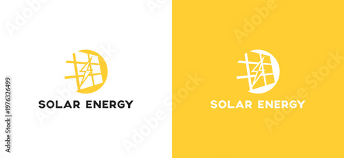 Creative Soloar Energy logo vector with sun solar pannel and energy.