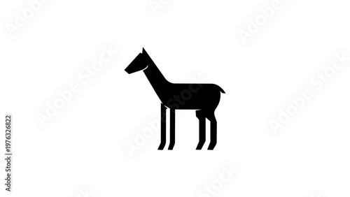 Minimalist deer silhouette logo, abstract standing roe deer or fawn vector icon