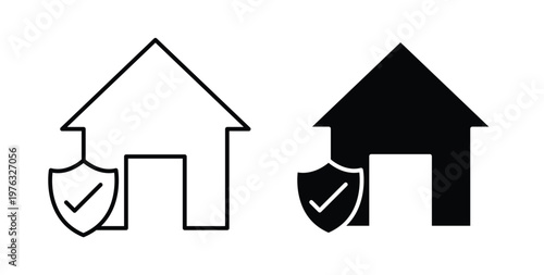 Home insurance icon vector illustration logo design in clipart and strokes