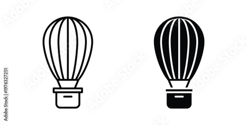 Hot air balloon icon vector illustration logo design in clipart and strokes