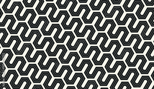 Vector seamless pattern with a modern geometric texture. Abstract repeating background. Polygonal bold grid. Hexagonal striped tiles.. Minimal design for textile, wallpaper, packaging, surface design