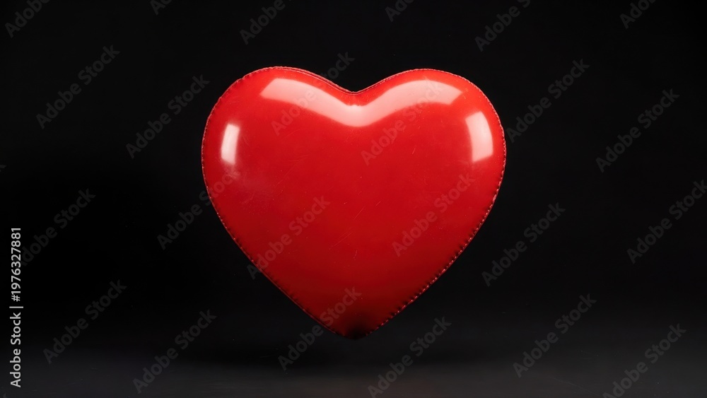 Obraz premium Red heart shape floating against black studio background
