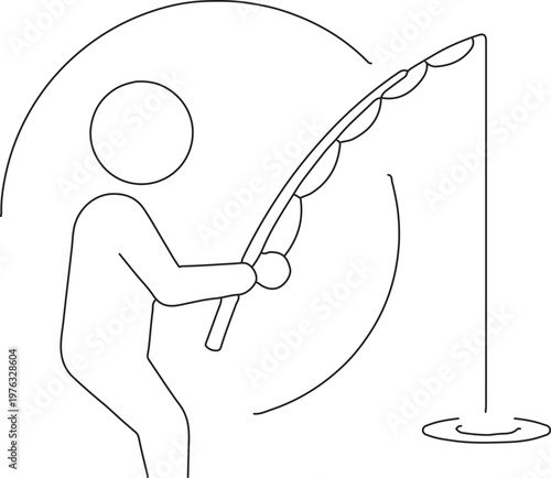 Silhouette of man fishing black vector icon cartoon design