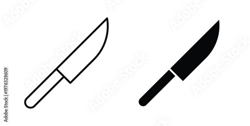 Kitchen knife icon vector illustration logo design in clipart and strokes