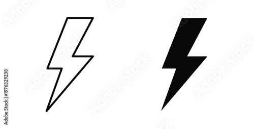 Lightning icon vector illustration logo design in clipart and strokes