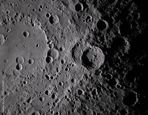 Photography High definition lunar surface topography with detailed impact craters