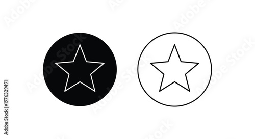 Two contrasting star icons within circles showcasing positive and negative space silhouette
