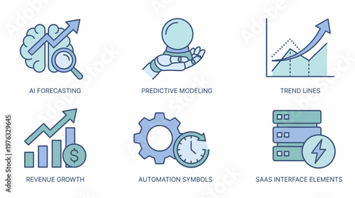 Business Data Analytics and Revenue Growth Icon Set