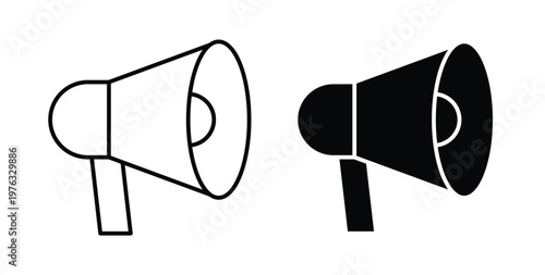 Loud Speaker icon vector illustration logo design in clipart and strokes