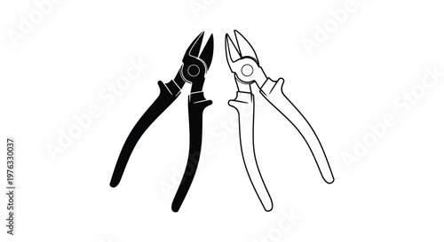 Two pairs of pliers one black and one white in a striking silhouette