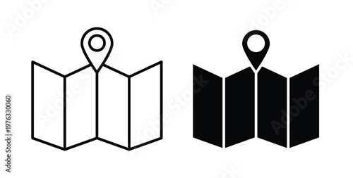 Map icon vector illustration logo design in clipart and strokes