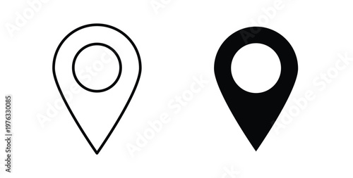 Map marker icon vector illustration logo design in clipart and strokes