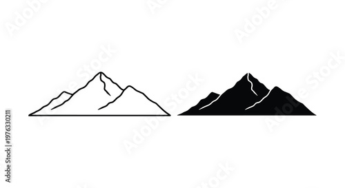 Two mountain outlines one light and one dark presented as a silhouette