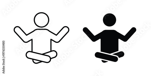 Meditation icon vector illustration logo design in clipart and strokes