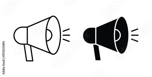 Megaphone icon vector illustration logo design in clipart and strokes