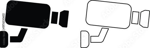Fotografie Vector icon set featuring a video surveillance CCTV security camera for safety p
