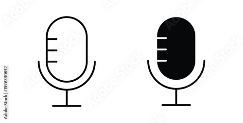 Microphone icon vector illustration logo design in clipart and strokes
