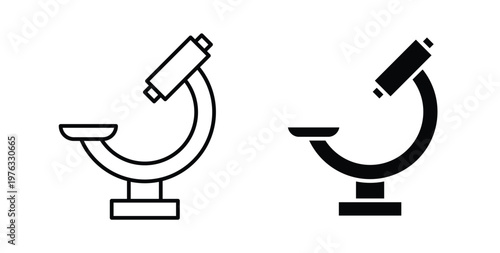 Microscope icon vector illustration logo design in clipart and strokes
