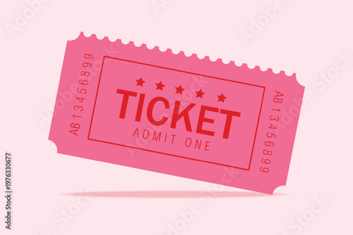 Admit ticket mockup. Retro style and vintage colors template Ticket. For cinema, sale coupon, circus, theater, festival. Minimalist coupon. Isolated background