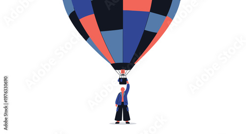 Colorful hot air balloon, vector illustration, travel concept, adventure icon