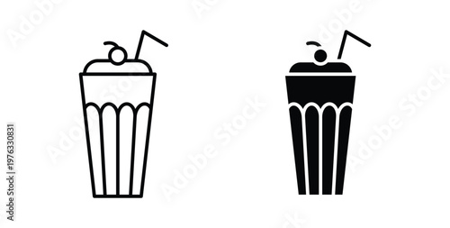 Milkshake icon vector illustration logo design in clipart and strokes