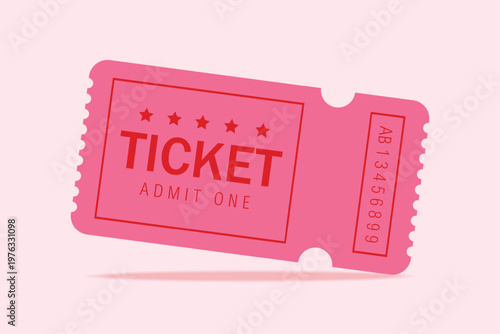 Admit ticket mockup. Retro style and vintage colors template Ticket. For cinema, sale coupon, circus, theater, festival. Minimalist coupon. Isolated background