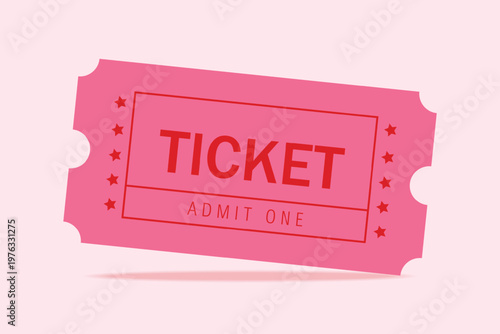 Admit ticket mockup. Retro style and vintage colors template Ticket. For cinema, sale coupon, circus, theater, festival. Minimalist coupon. Isolated background