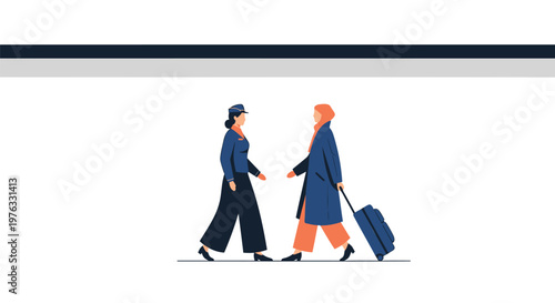 Travelers, people walking, airport, transportation icons, flat design
