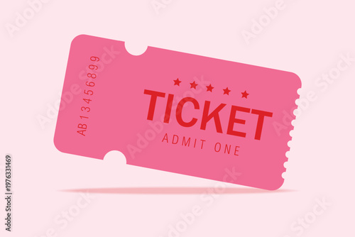 Admit ticket mockup. Retro style and vintage colors template Ticket. For cinema, sale coupon, circus, theater, festival. Minimalist coupon. Isolated background