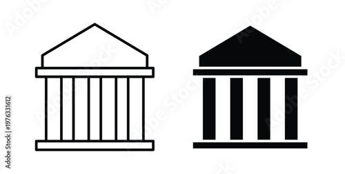 Museum icon vector illustration logo design in clipart and strokes