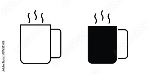 Mug icon vector illustration logo design in clipart and strokes