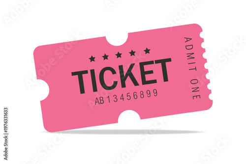 Admit ticket mockup. Retro style and vintage colors template Ticket. For cinema, sale coupon, circus, theater, festival. Minimalist coupon. Isolated background