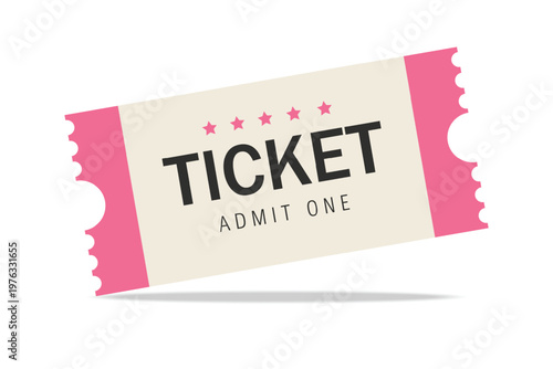 Admit ticket mockup. Retro style and vintage colors template Ticket. For cinema, sale coupon, circus, theater, festival. Minimalist coupon. Isolated background