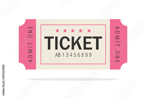 Admit ticket mockup. Retro style and vintage colors template Ticket. For cinema, sale coupon, circus, theater, festival. Minimalist coupon. Isolated background