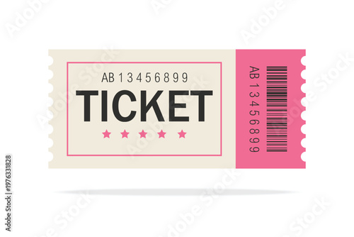 Admit ticket mockup. Retro style and vintage colors template Ticket. For cinema, sale coupon, circus, theater, festival. Minimalist coupon. Isolated background