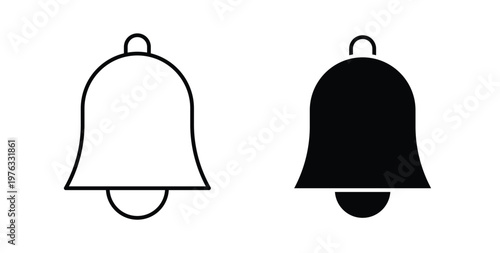 Notification bell icon vector illustration logo design in clipart and strokes