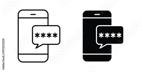 OPT sms password icon vector illustration logo design in clipart and strokes