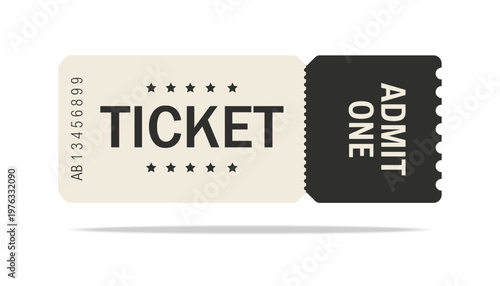 Admit ticket mockup. Retro style and vintage colors template Ticket. For cinema, sale coupon, circus, theater, festival. Minimalist coupon. Isolated background