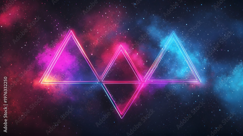 Naklejka premium Abstract neon geometry background for trendy social media visuals image