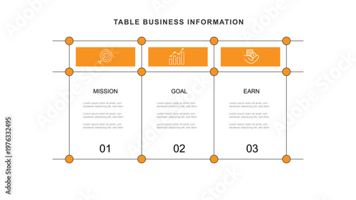 Infographic template design vector with 3 step chart format or option. Template business with lines box or square style can be filled with text, number, icons for presentation, workflow